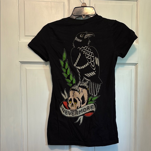 Black craft top featuring Nevermore on back - Picture 3 of 3